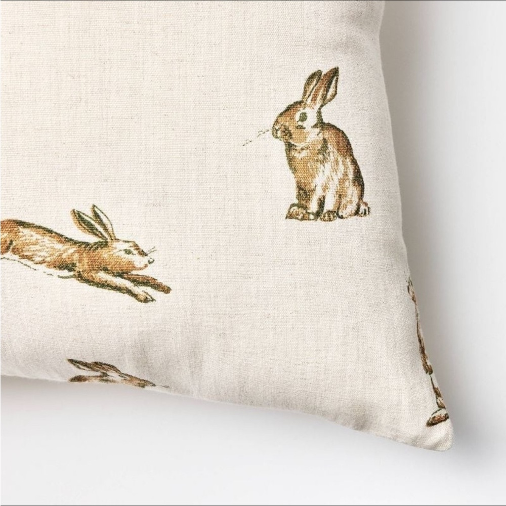 Oversized Printed Bunny Square Throw Pillow Linen/Brown - Threshold Studio McGee - Picture 3 of 4